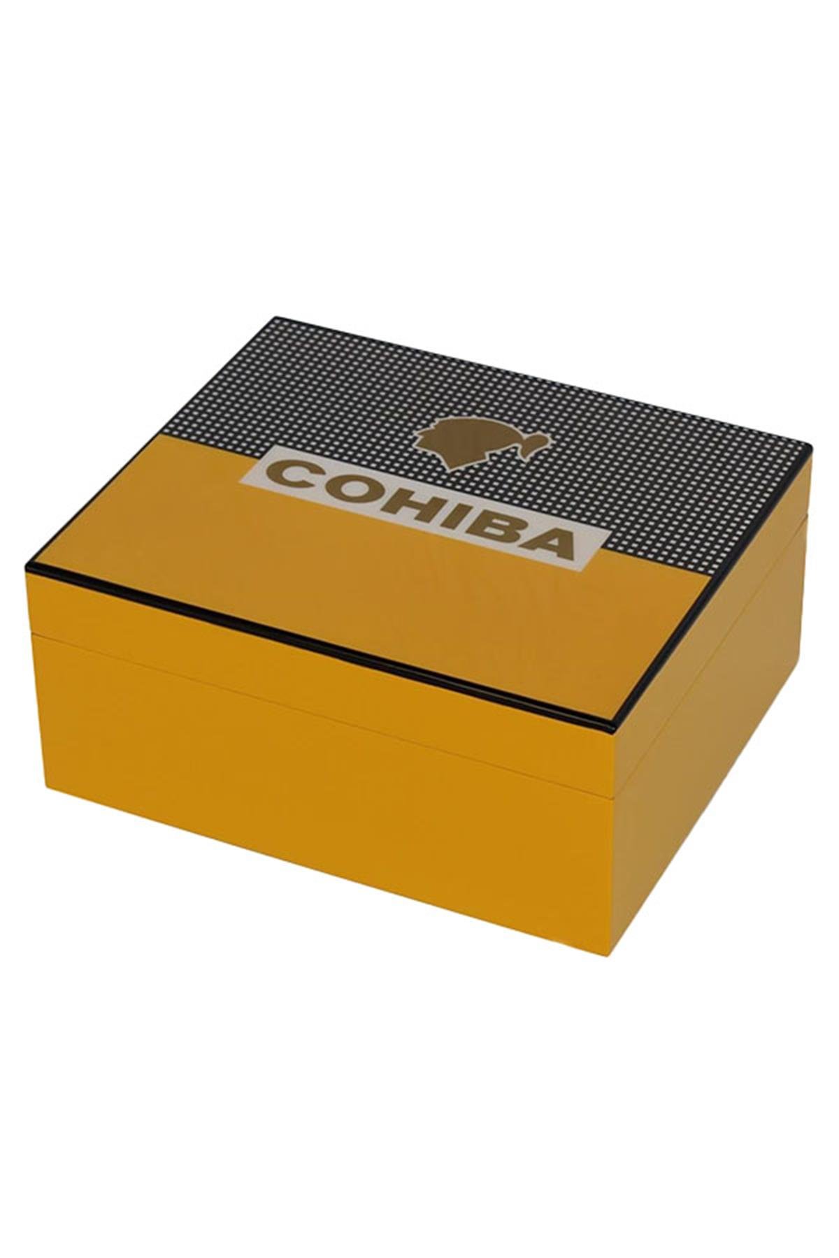 TR2444,Cohiba Sarı-Karbon Desenli Puro Humidor Seti