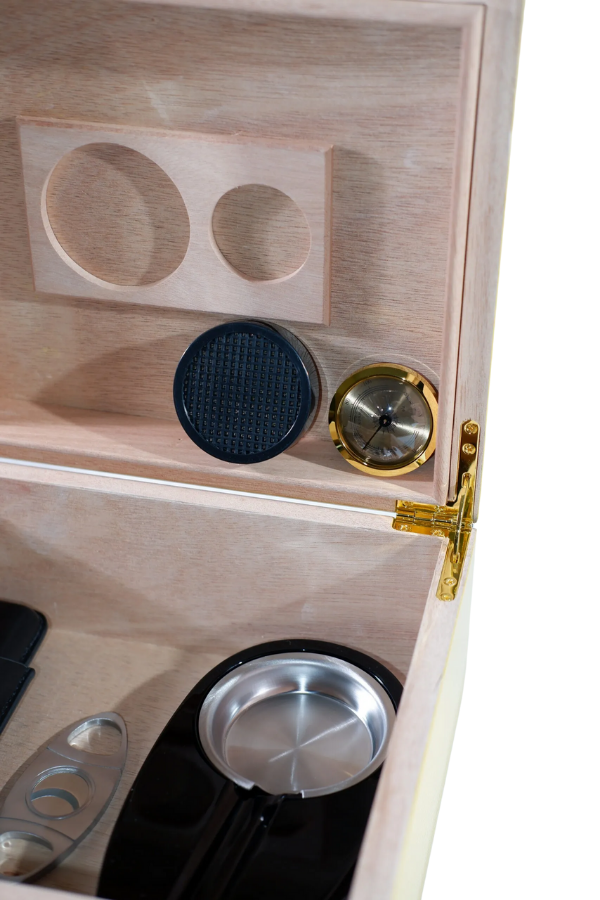 TR2444,Cohiba Sarı-Karbon Desenli Puro Humidor Seti