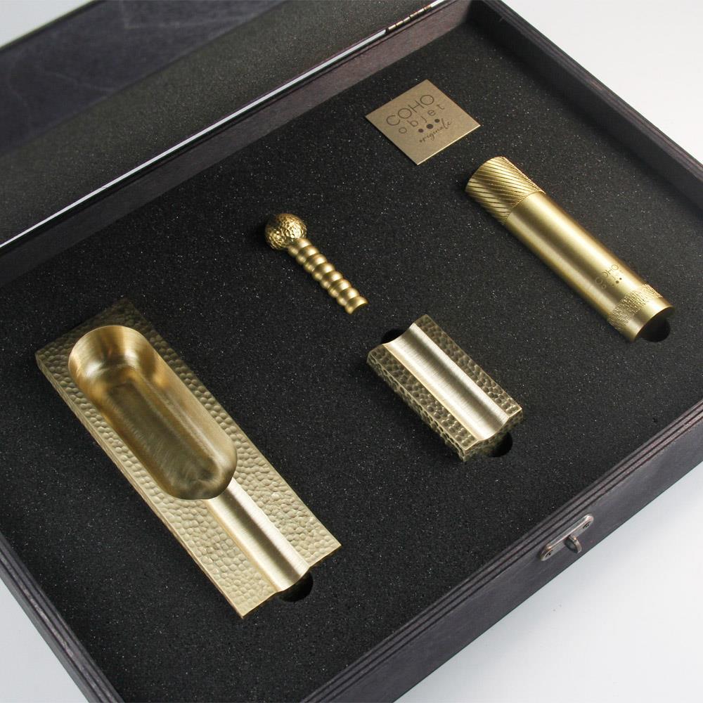 CHO-009,Coho Patron Limited Edition Dövme Aksesuarlı Pirinç Puro Seti