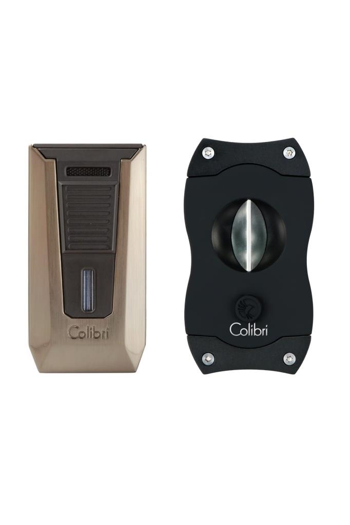 CLB-2,Colibri Slide 2 Torch Bronz Çakmak Siyah V Puro Kesici Premium Puro Seti