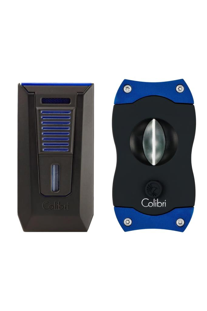 CLB-1,Colibri Slide 2 Torch Çakmak Mavi V Puro Kesici Premium Puro Seti
