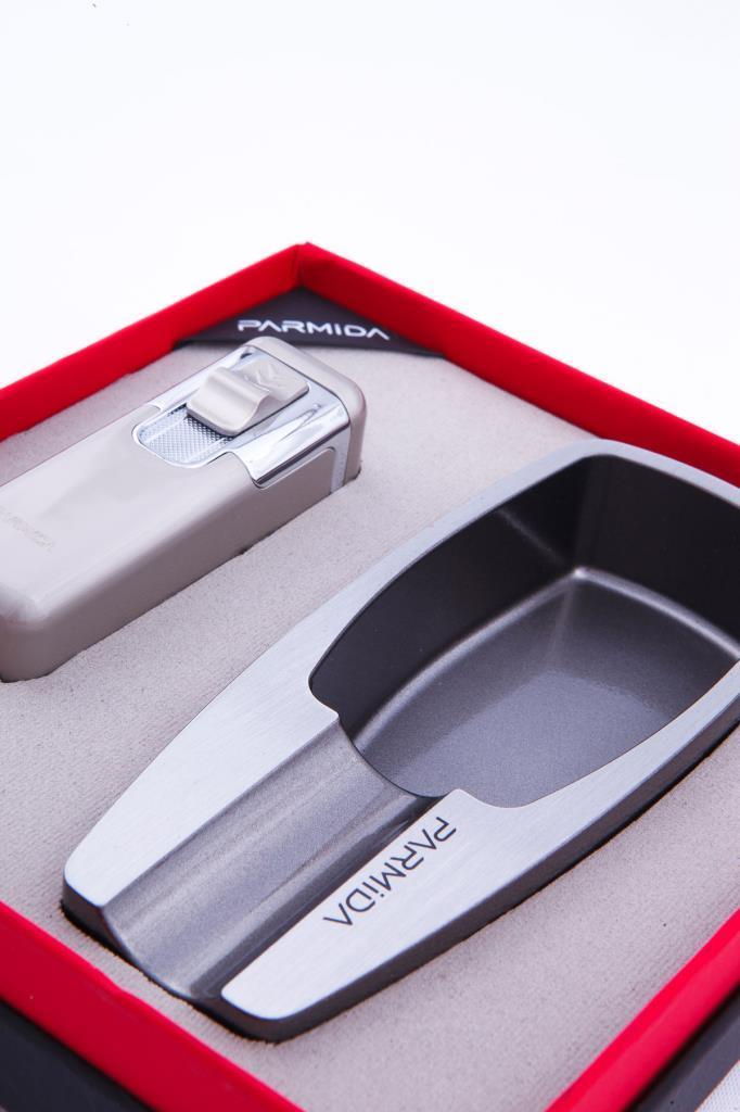 TR7452,Parmida 4 Torch Çakmak Tekli Küllük İkili Gümüş Puro Seti