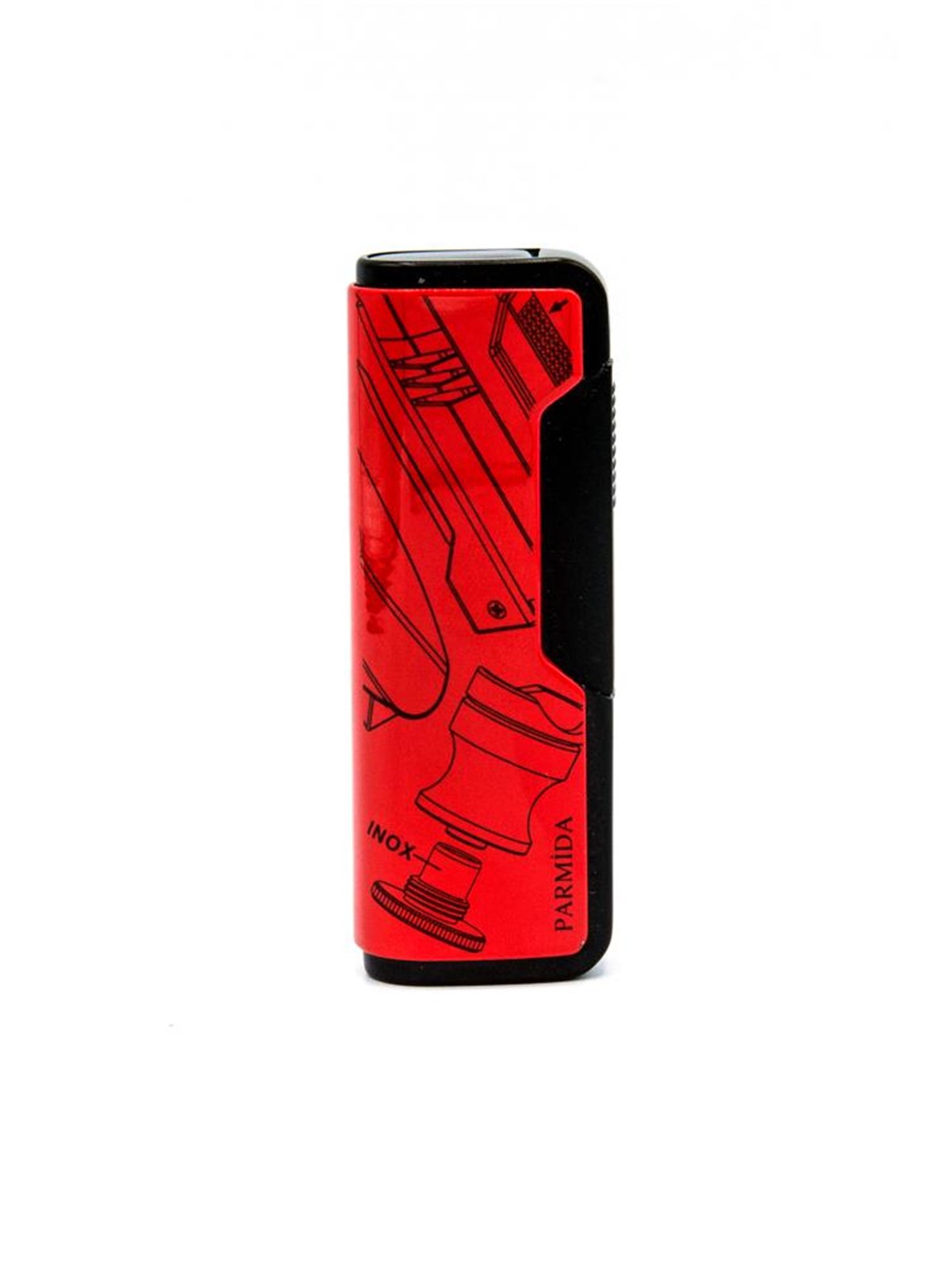 TR1404,Parmida Çakmak Küllük Kesici Üçlü Kırmızı-Siyah Set