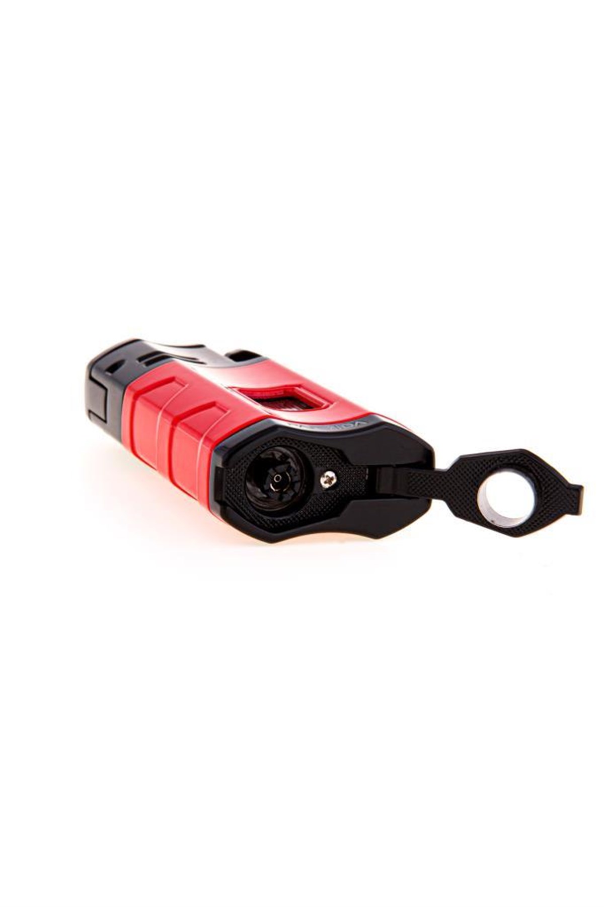 TR3868,Parmida Kırmızı Siyah Çakmak Küllük Kesici Tutucu Dörtlü Puro Seti