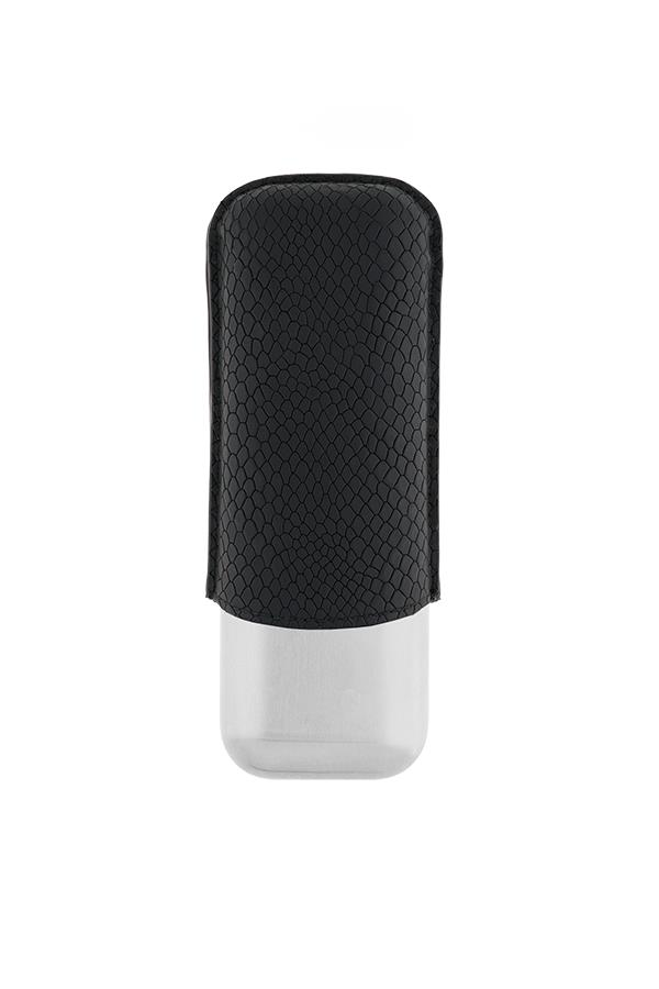 TR6914,S.T. Dupont Gümüş - Siyah İkili Deri Puro Kılıfı 183270