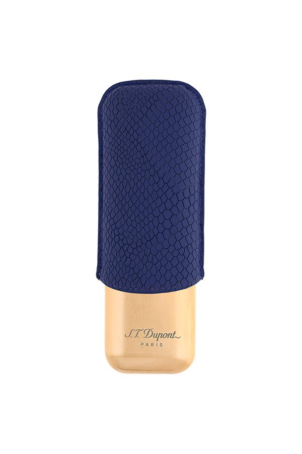 TR6917,S.T. Dupont Gold - Lacivert İkili Deri Puro Kılıfı 183274