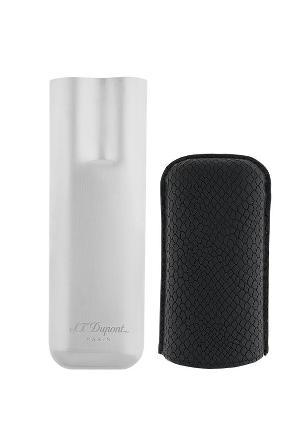 TR6914,S.T. Dupont Gümüş - Siyah İkili Deri Puro Kılıfı 183270