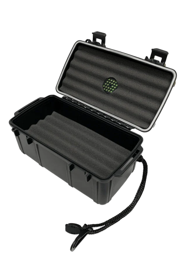 TR9076,Cigar Caddy 15 Siyah Bayraklı Travel Humidor Puro Kutusu