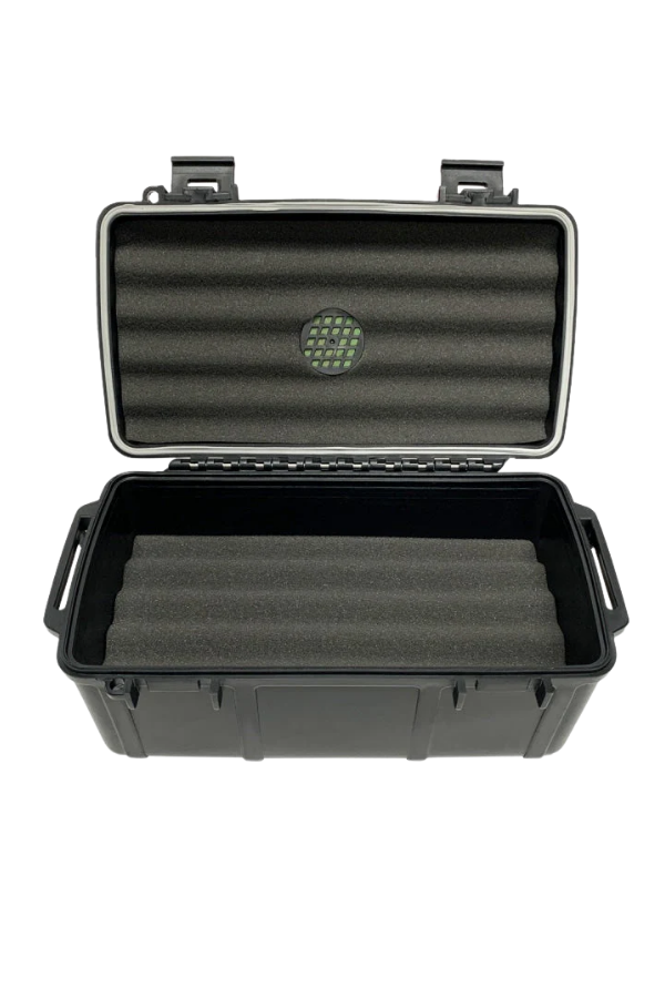 TR9076,Cigar Caddy 15 Siyah Bayraklı Travel Humidor Puro Kutusu