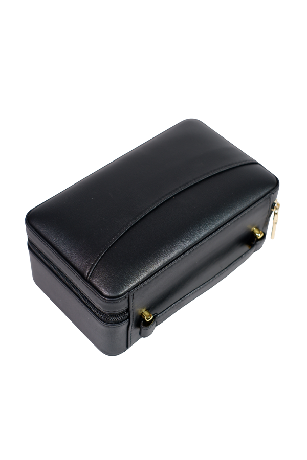 TR8838,Cohiba XL Siyah Deri Puro Taşıma Çantası - Seyahat Humidoru