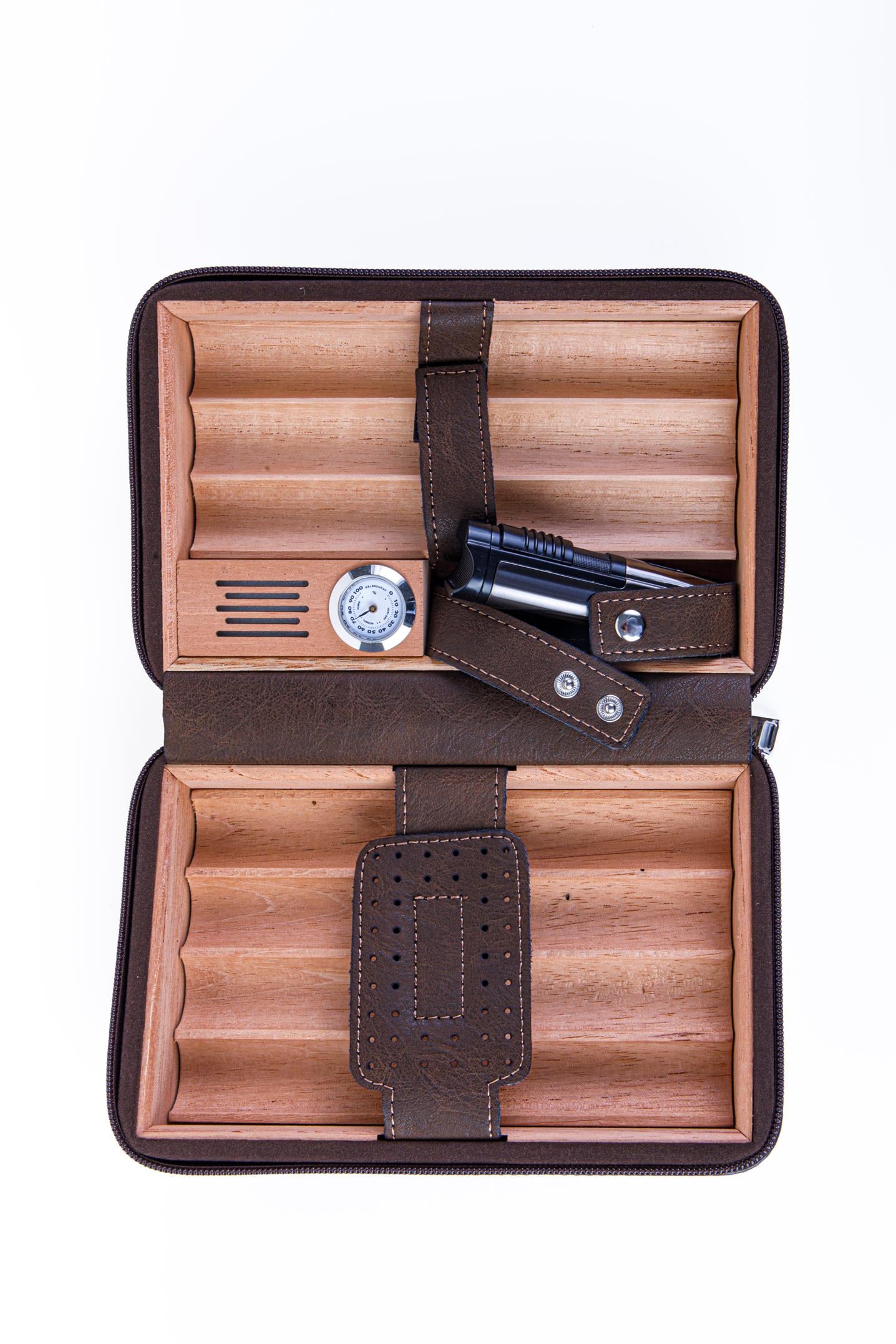 TR8256,Cohiba Kahverengi Timsah Derisi Desenli Dahili Çakmak Deri Puro Taşıma Çantası & Seyahat Humidoru