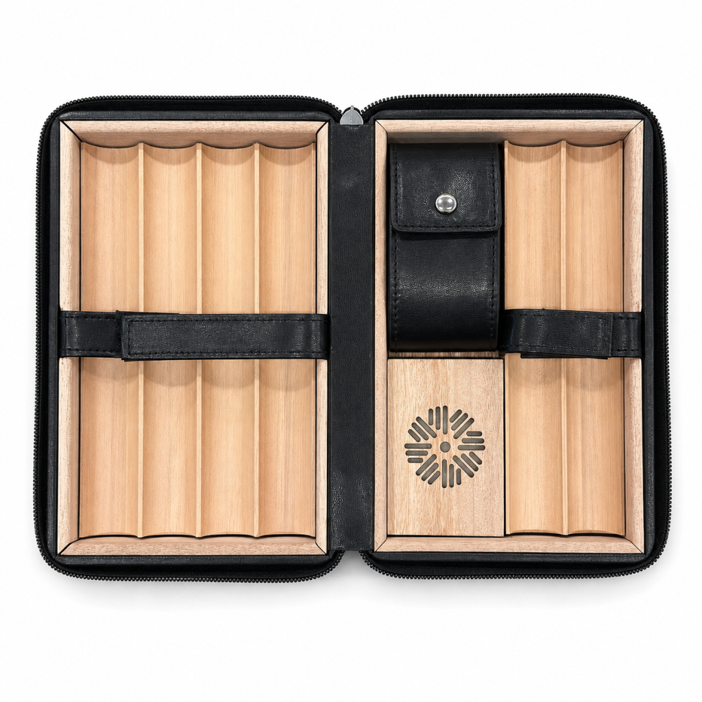 TR10003,Cohiba Siyah Deri Puro Taşıma Çantası & Seyahat Humidoru