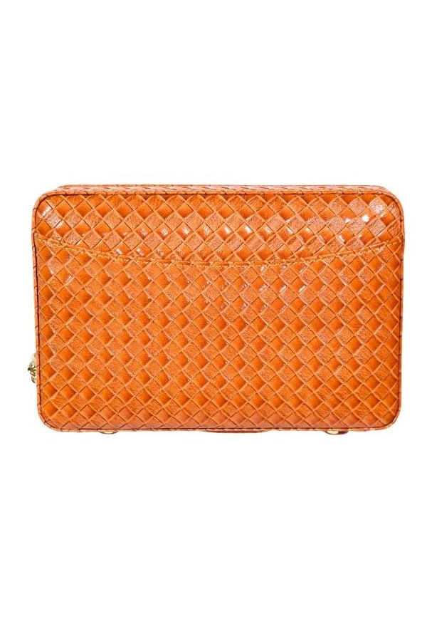 TR8837,Cohiba Dahili Çakmaklı Kahverengi Mozaik Desenli Deri Puro Taşıma Çantası - Seyahat Humidoru