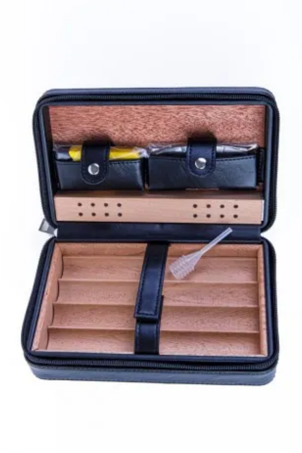 TR8458,Cohiba Siyah Çakmak Kesicili Deri Puro Taşıma Çantası