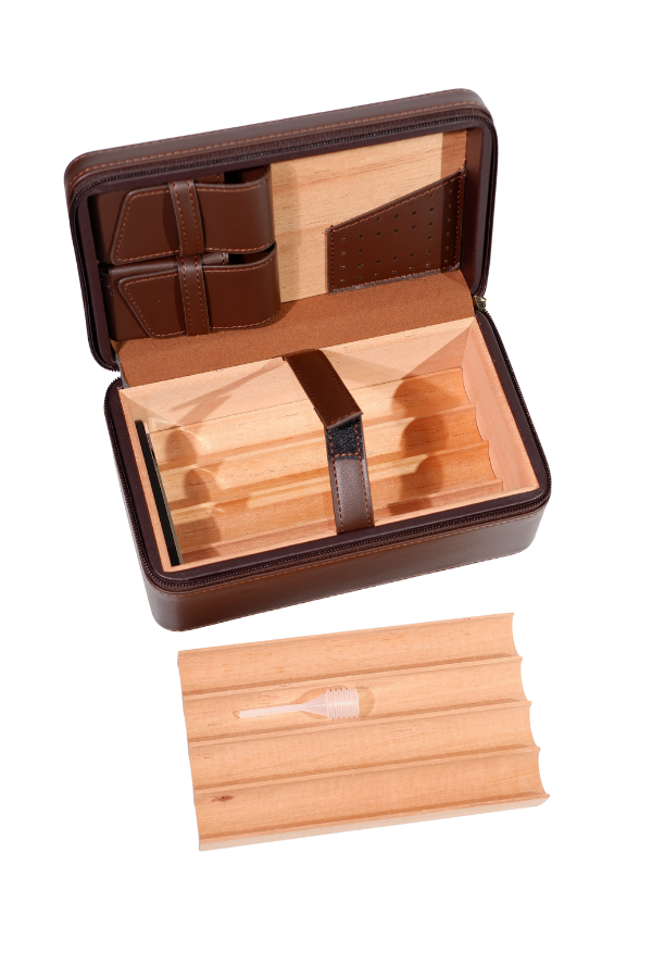 TR8839,Cohiba XL Kahverengi Deri Puro Taşıma Çantası - Seyahat Humidoru