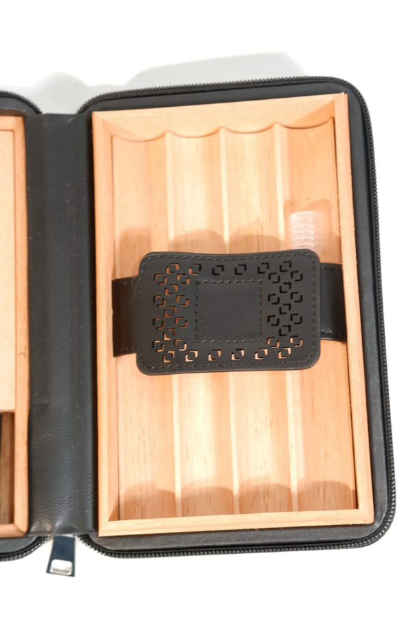 TR9769,Cohiba Dahili Çakmak Siyah Deri Puro Taşıma Çantası & Seyahat Humidoru