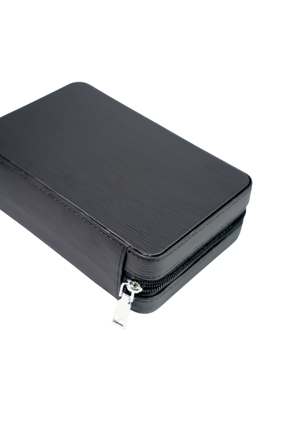 TR8834,Cohiba Çakmak Kesicili Siyah Çizgili Deri Puro Taşıma Çantası - Seyahat Humidoru