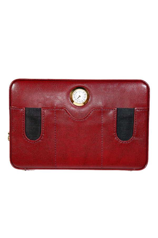 TR8830,Cohiba Çakmak Kesicili Bordo Deri Puro Taşıma Çantası - Seyahat Humidoru