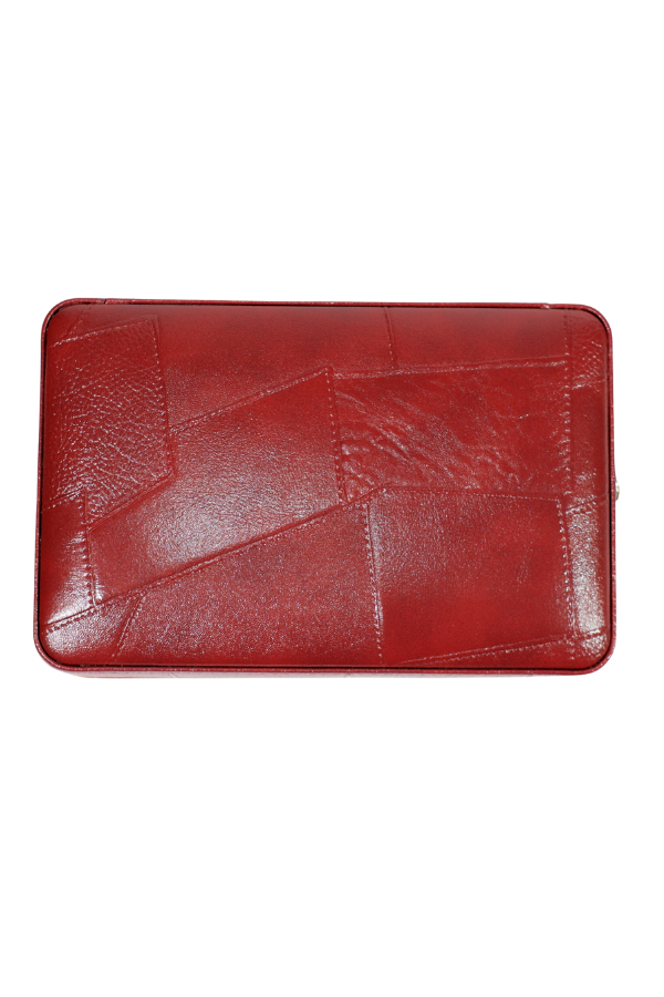 TR8832,Cohiba Dahili Çakmaklı Bordo Desenli Deri Puro Taşıma Çantası - Seyahat Humidoru