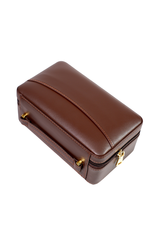 TR8839,Cohiba XL Kahverengi Deri Puro Taşıma Çantası - Seyahat Humidoru