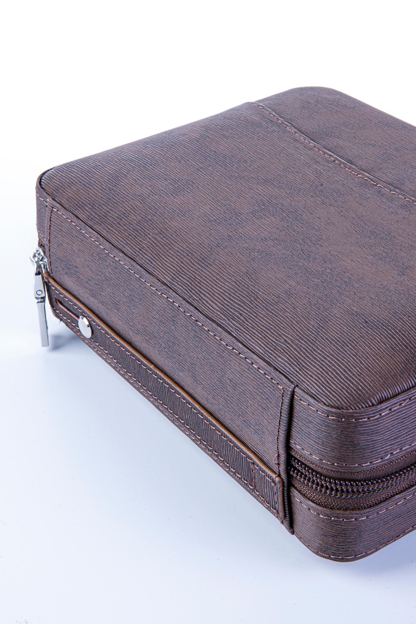 TR8244,Cohiba XL Koyu Kahverengi Dahili Çakmak Deri Puro Taşıma Çantası & Seyahat Humidoru