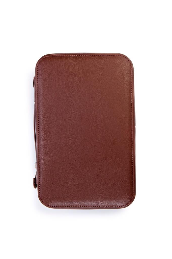 TR6905,Cohiba Çakmak Kesicili Koyu Kahverengi Deri Puro Taşıma Çantası