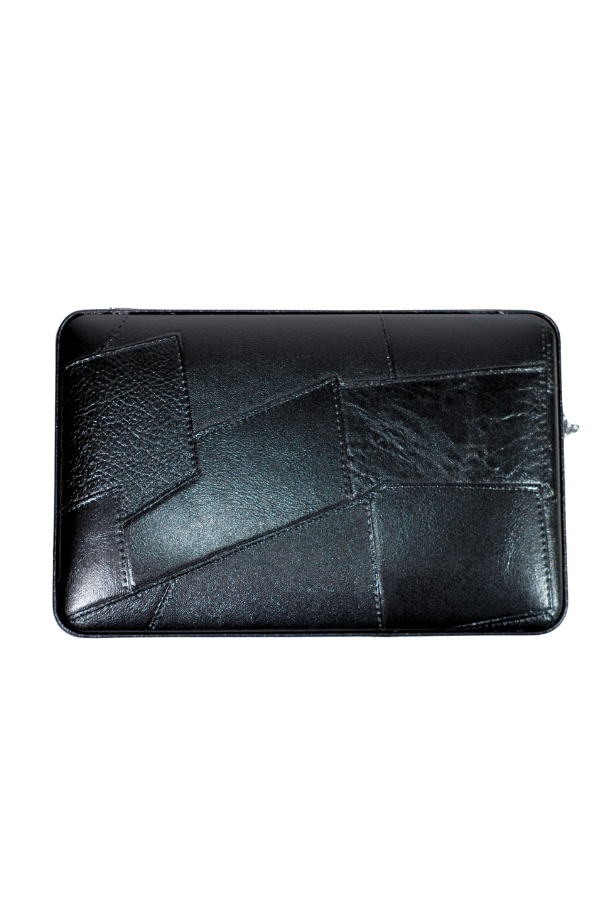 TR8833,Cohiba Dahili Çakmaklı Siyah Desenli Deri Puro Taşıma Çantası - Seyahat Humidoru