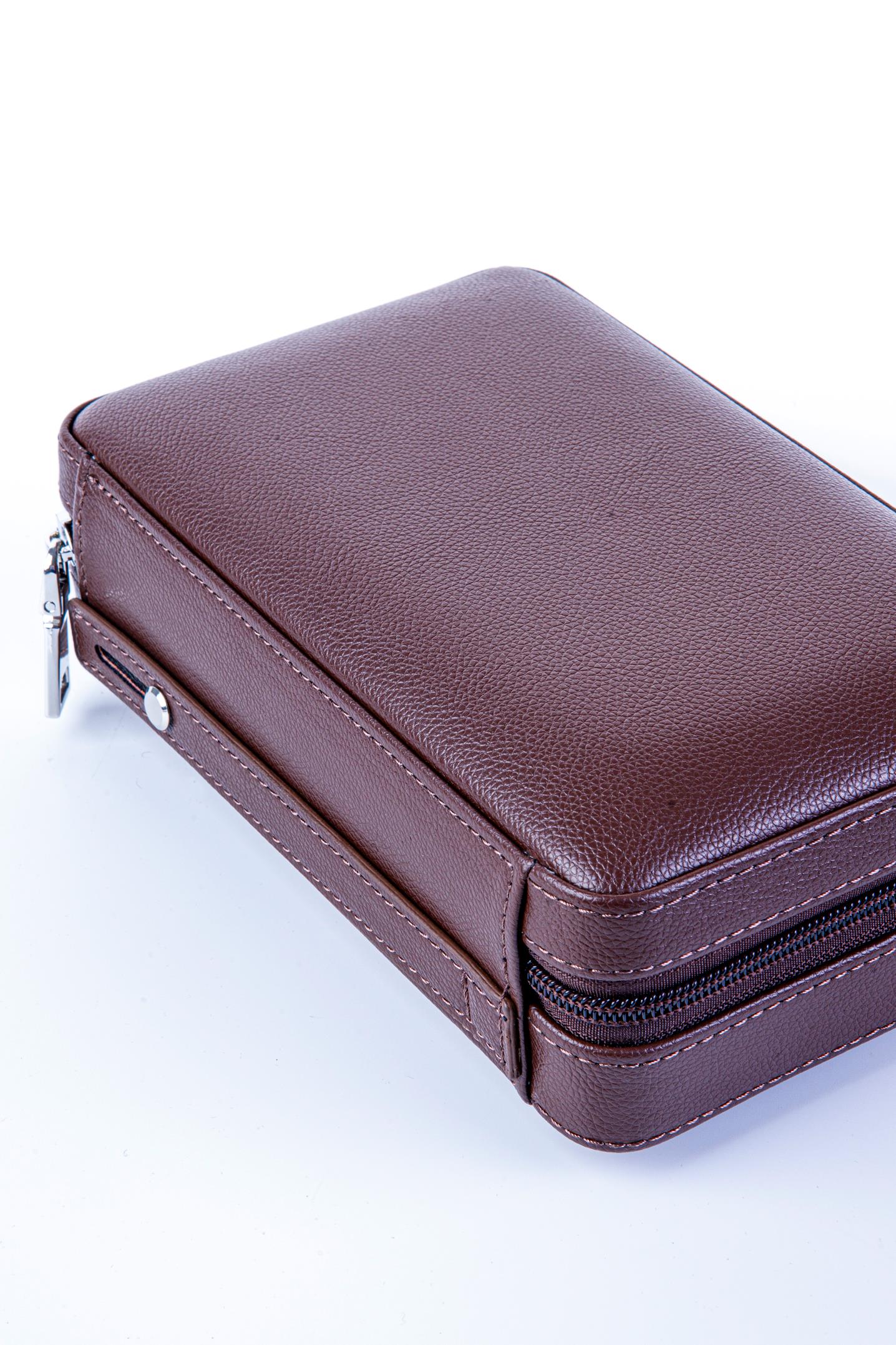 TR8253,Cohiba Kahverengi Çakmak Kesicili Deri Puro Taşıma Çantası & Seyahat Humidoru