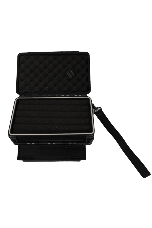 TRZ3018,Quantum Seyahat Tipi 5 Taşıma Kordonlu Siyah Humidor Puro Kutusu