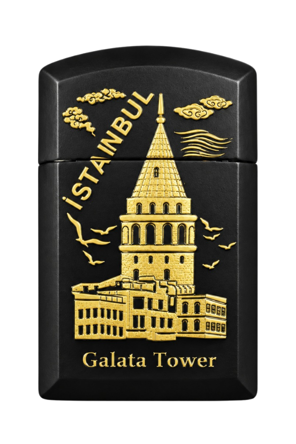 ACK038,Hunter Soft Flame Galata Design Siyah Çakmak