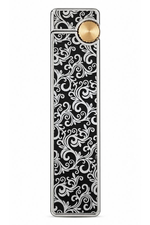 ACK056,Hunter Soft Flame Gümüş Siyah Desenli Slim Metal Çakmak
