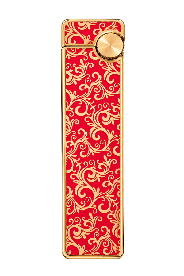 ACK058,Hunter Soft Flame Kırmızı Gold Desenli Slim Metal Çakmak