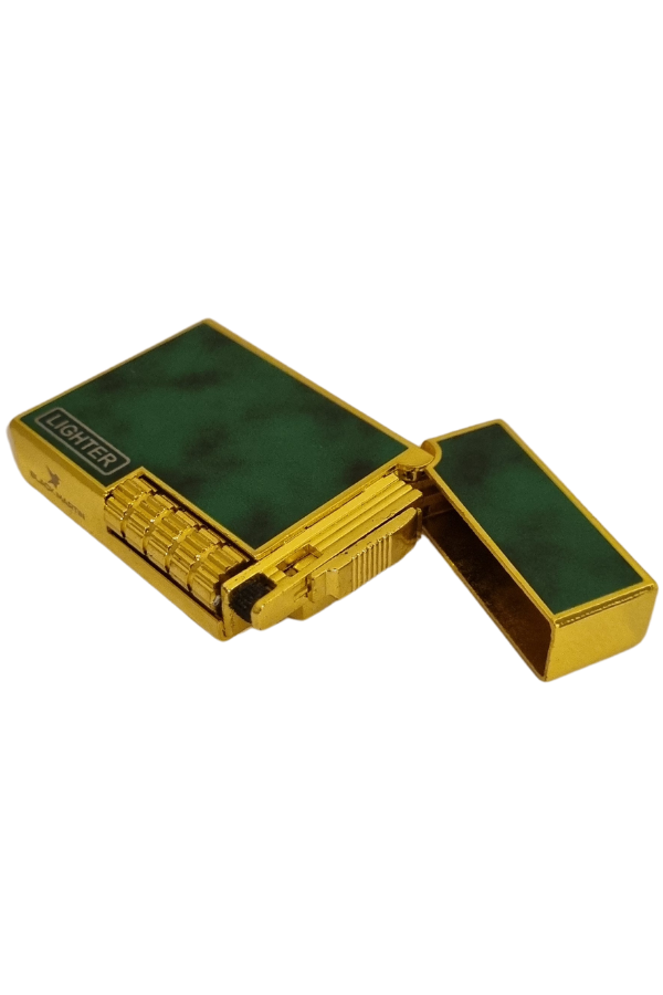TR7825,Black Martin Soft Flame Yeşil-Gold Metal Çakmak
