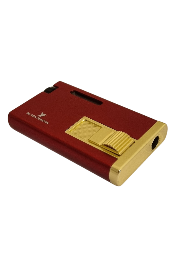 TR7791,Black Martin Tek Torch Pürmüz Kırmızı-Gold Metal Puro Çakmağı