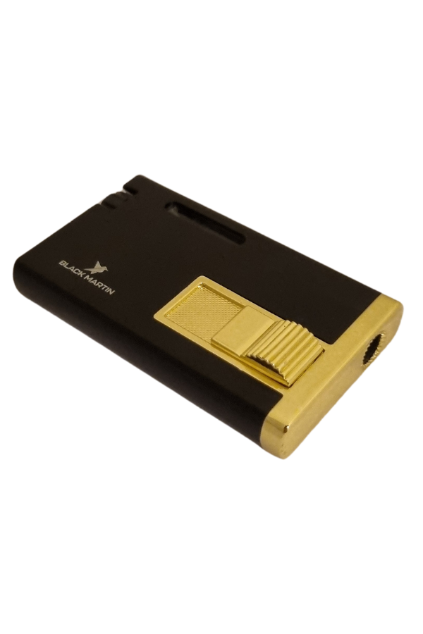 TR7788,Black Martin Tek Torch Pürmüz Siyah-Gold Metal Puro Çakmağı