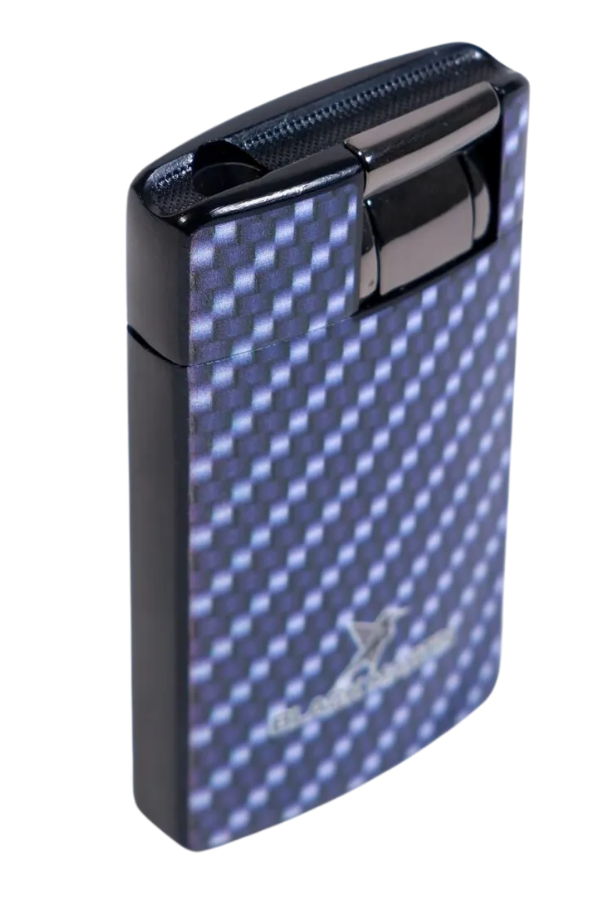 TR9283,Black Martin Tek Torch Pürmüz Karbon Desenli Mavi Puro Çakmağı