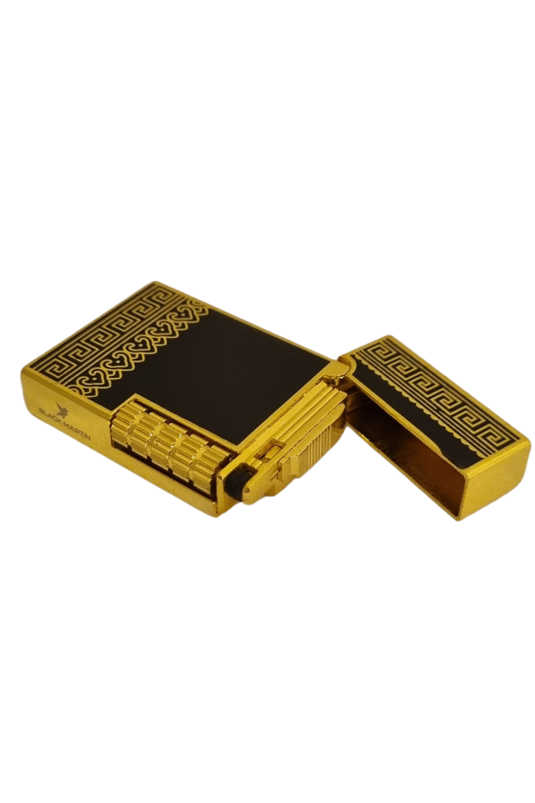 TR7828,Black Martin Soft Flame Siyah-Gold Desenli Metal Çakmak