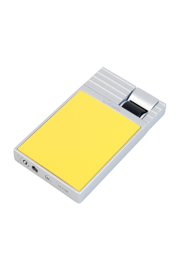 TR9466,Caseti Tek Torch Perde Alev Sarı Gümüş Metal Puro Çakmağı