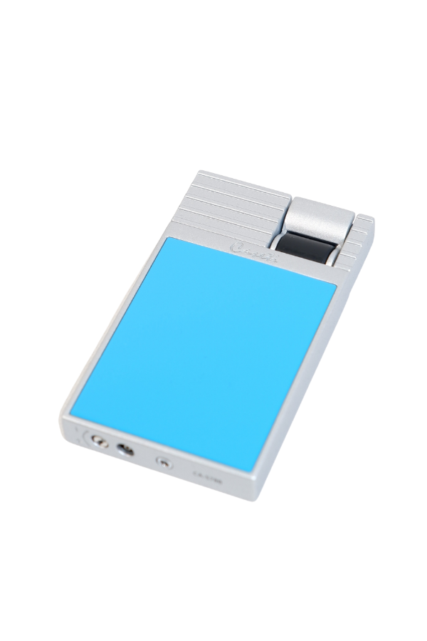 TR9465,Caseti Tek Torch Perde Alev Mavi Gümüş Metal Puro Çakmağı