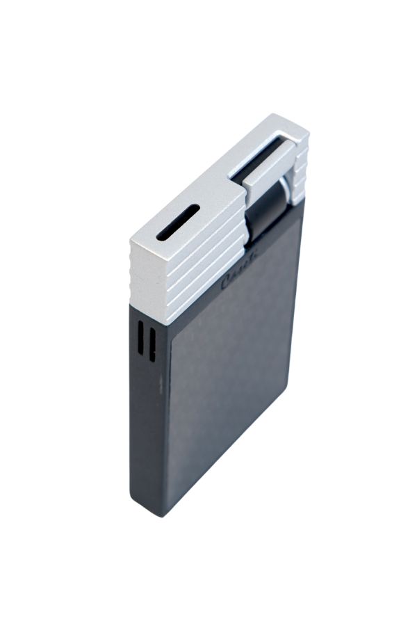 TR9462,Caseti Tek Torch Perde Alev Siyah Karbon Gümüş Metal Puro Çakmağı