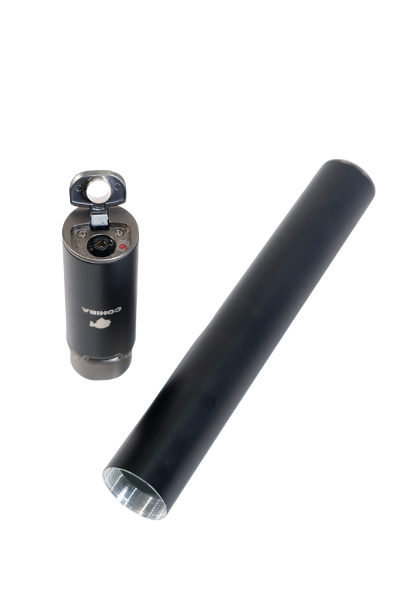 TR9619,Cohiba Özel Üretim Siyah Metal Puro Tüpü & Tek Torch Pürmüz Puro Çakmağı