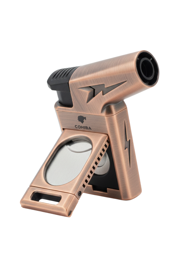 TR9149,Cohiba Tek Torch Pürmüz Düz Kesicili Bronz Puro Çakmağı