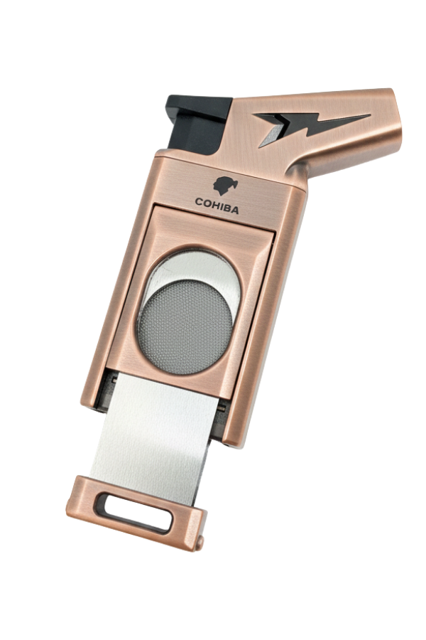 TR9149,Cohiba Tek Torch Pürmüz Düz Kesicili Bronz Puro Çakmağı