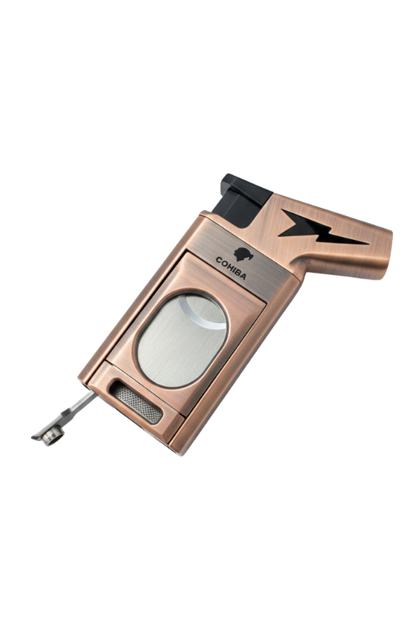 TR9149,Cohiba Tek Torch Pürmüz Düz Kesicili Bronz Puro Çakmağı