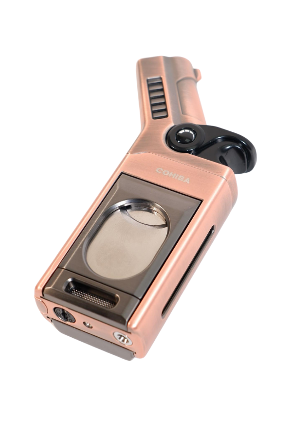 TR9483,Cohiba Tek Torch Pürmüz Dahili S-V Cut & İğneli Bronz Metal Puro Çakmağı