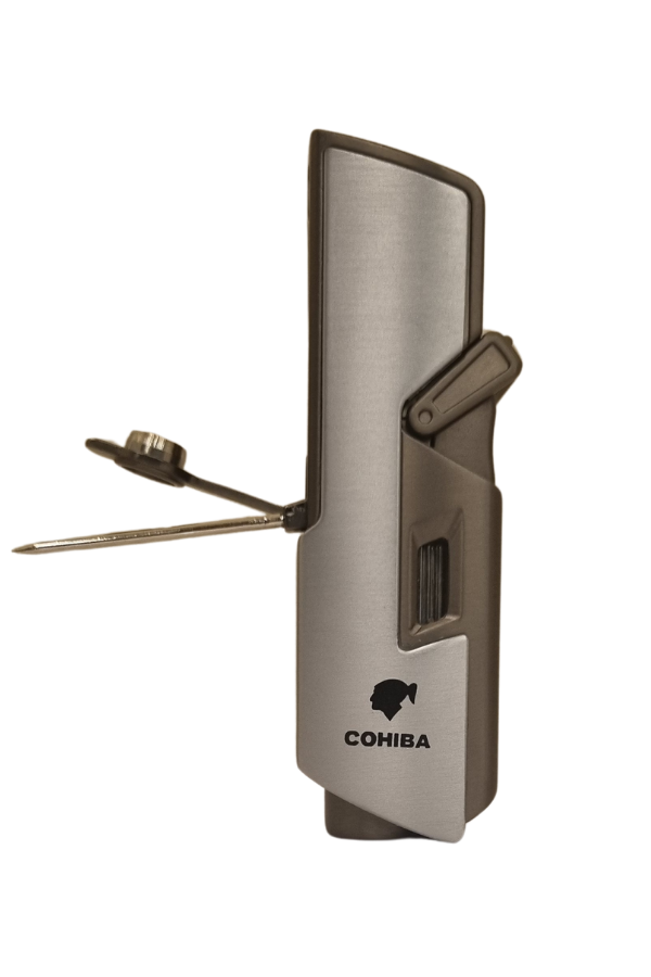 TR7949,Cohiba Tek Torch Pürmüz Gümüş-Gunmetal Dahili Delici & İğne Metal Puro Çakmağı