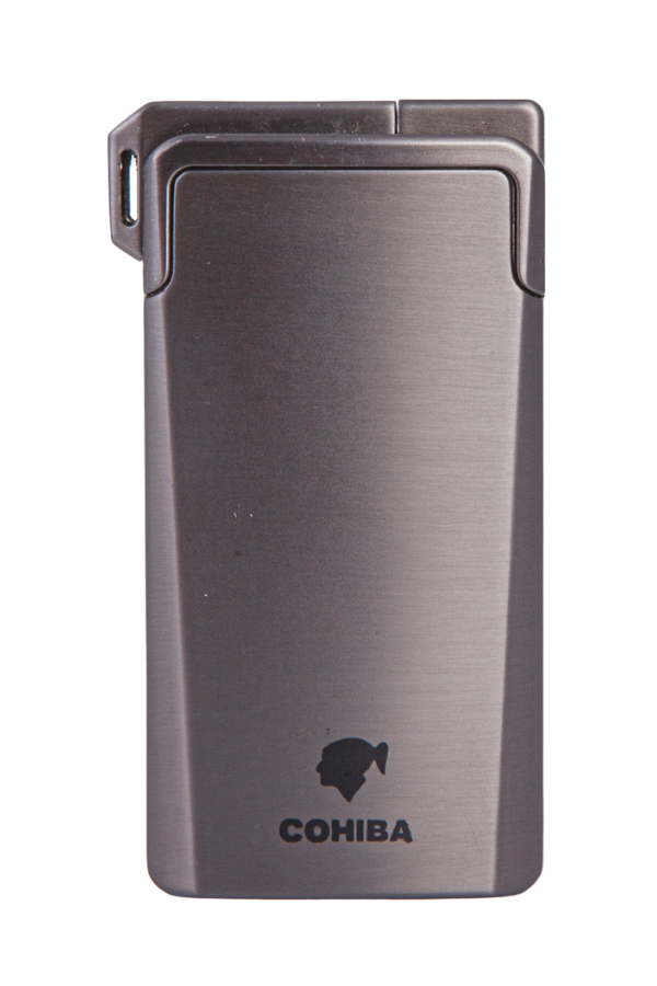 TR7942,Cohiba Tek Torch Pürmüz & Soft Flame Fırçalı Gunmetal Puro & Pipo Çakmağı