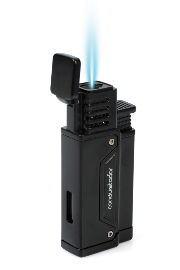 CNQ-035,Conquistador Tek Torch Pürmüz Siyah Delicili Metal Puro Çakmağı