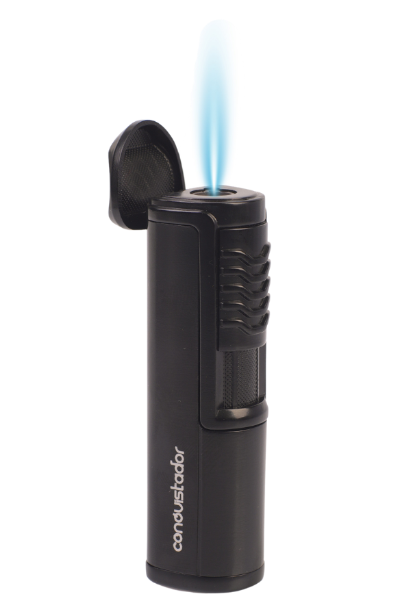 CNQ-036,Conquistador Tek Torch Pürmüz Siyah Metal Puro Çakmağı