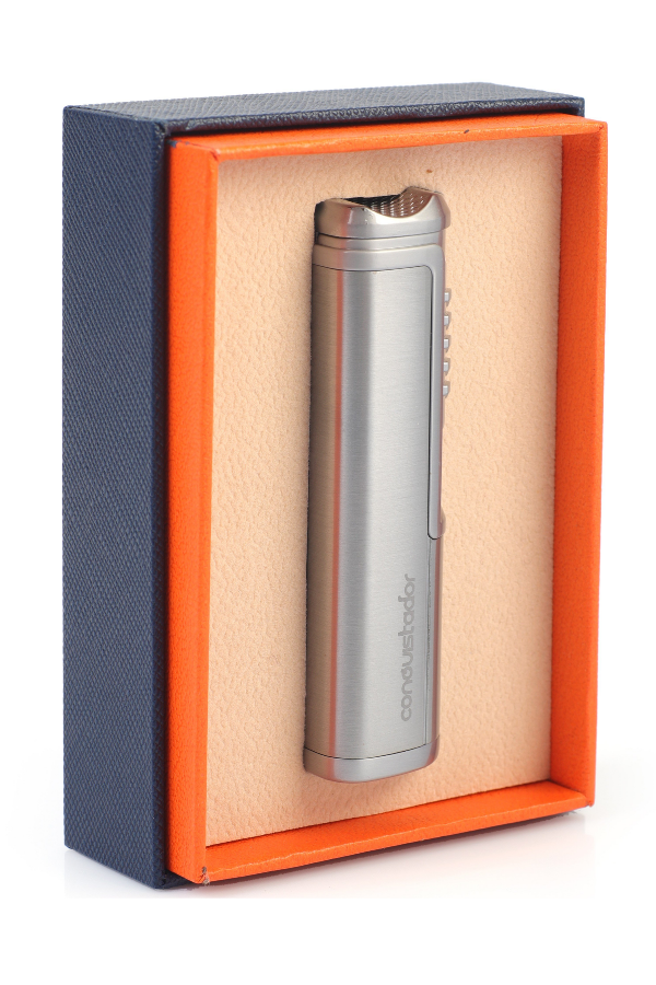 CNQ-029,Conquistador Tek Torch Pürmüz Gümüş Metal Puro Çakmağı